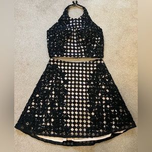 2 piece black Jovani cocktail dress